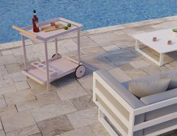 Imola Outdoor Bar Cart - Pale Pink Blush