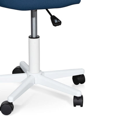 Space Blue Fabric Office Chair - White Base