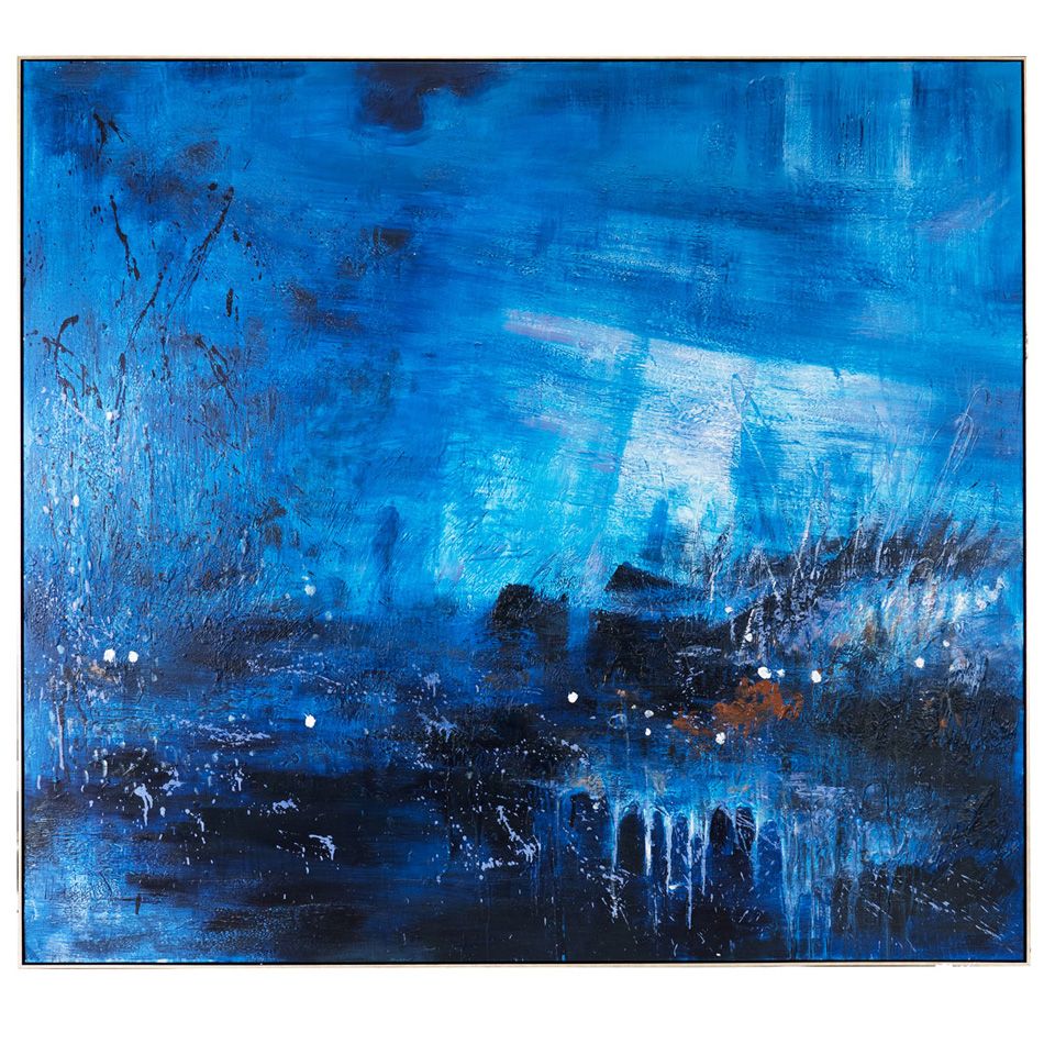 Emerging Blues Oil On Canvas Painting - Extra Large