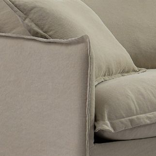 Cove 3 Seater Slip Cover Sofa - Taupe Linen