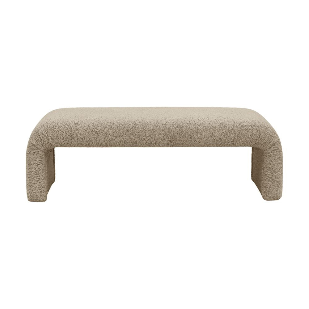 The Curve Bench Ottoman - Latte Shearling