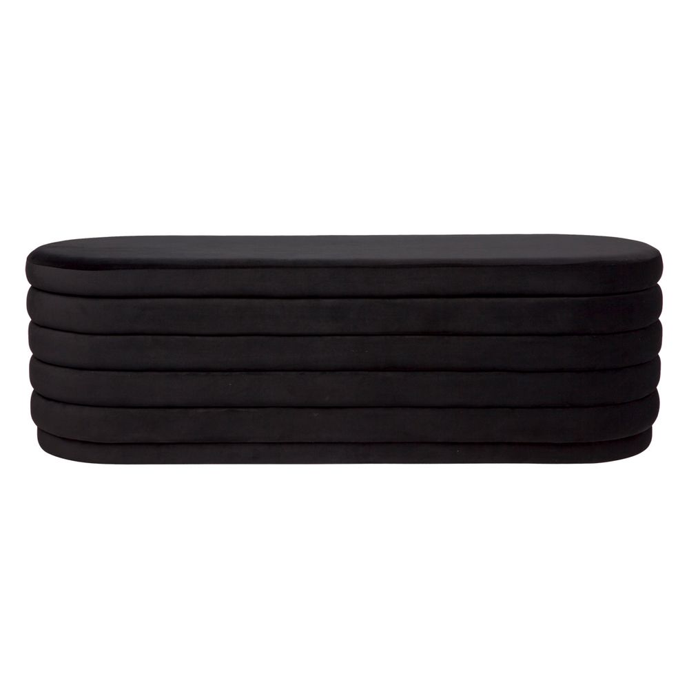 Demi Storage Bench Ottoman - Black Velvet