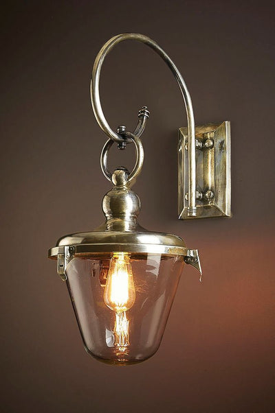 Savoy Outdoor Wall Light with Glass Shade Antique Brass