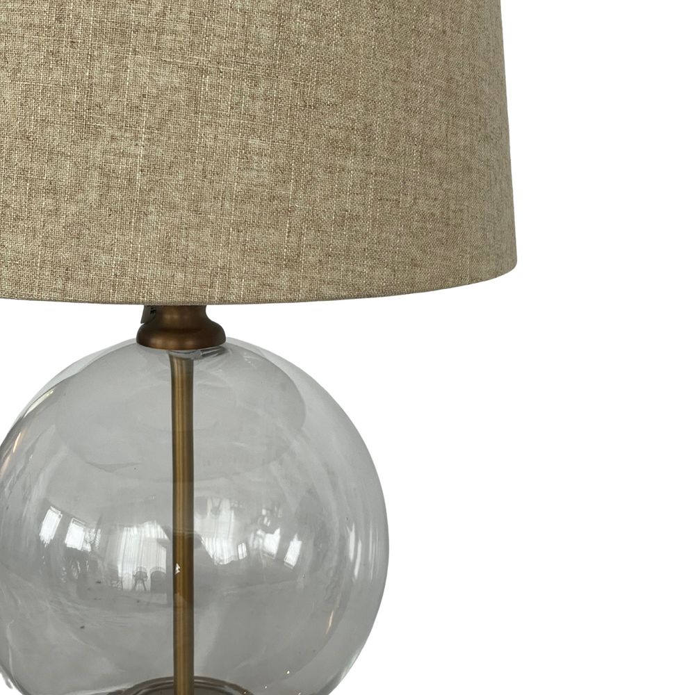 Ivy Antique Brass And Glass With Natural Linen Shade