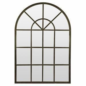 Iron Arch Mirror With Panes Antique Black