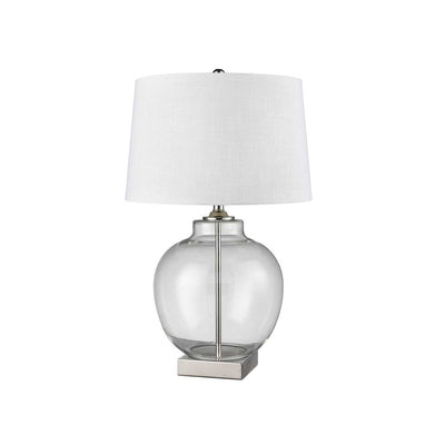 Ellyn Glass and Nickel Lamp with White Linen Shade