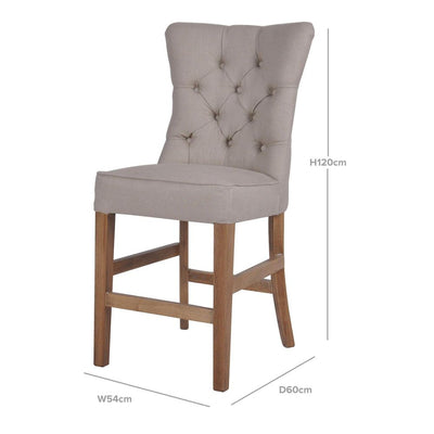 Beige Linen Counter Chair W/ Buttons