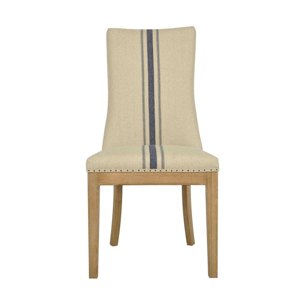 Oakwood Linen Dining Chair Blue Stripe