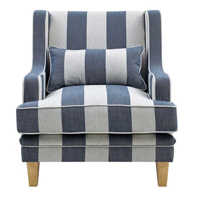 Bondi Denim and Cream Stripe Armchair