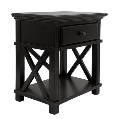 Sorrento Black Bedside Table with Shelf