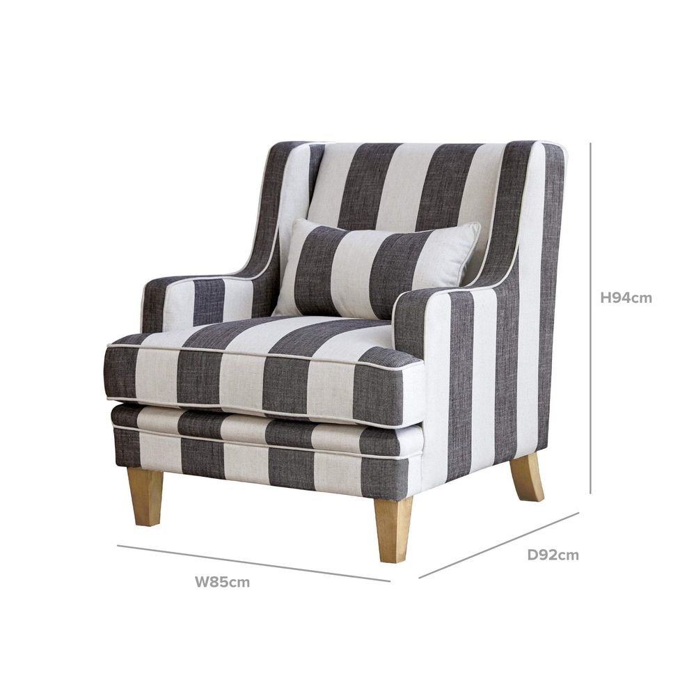 Bondi Grey & Cream Stripe Armchair