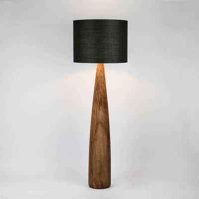 Samson Wood Floor Lamp Saddle Base with Black Shade