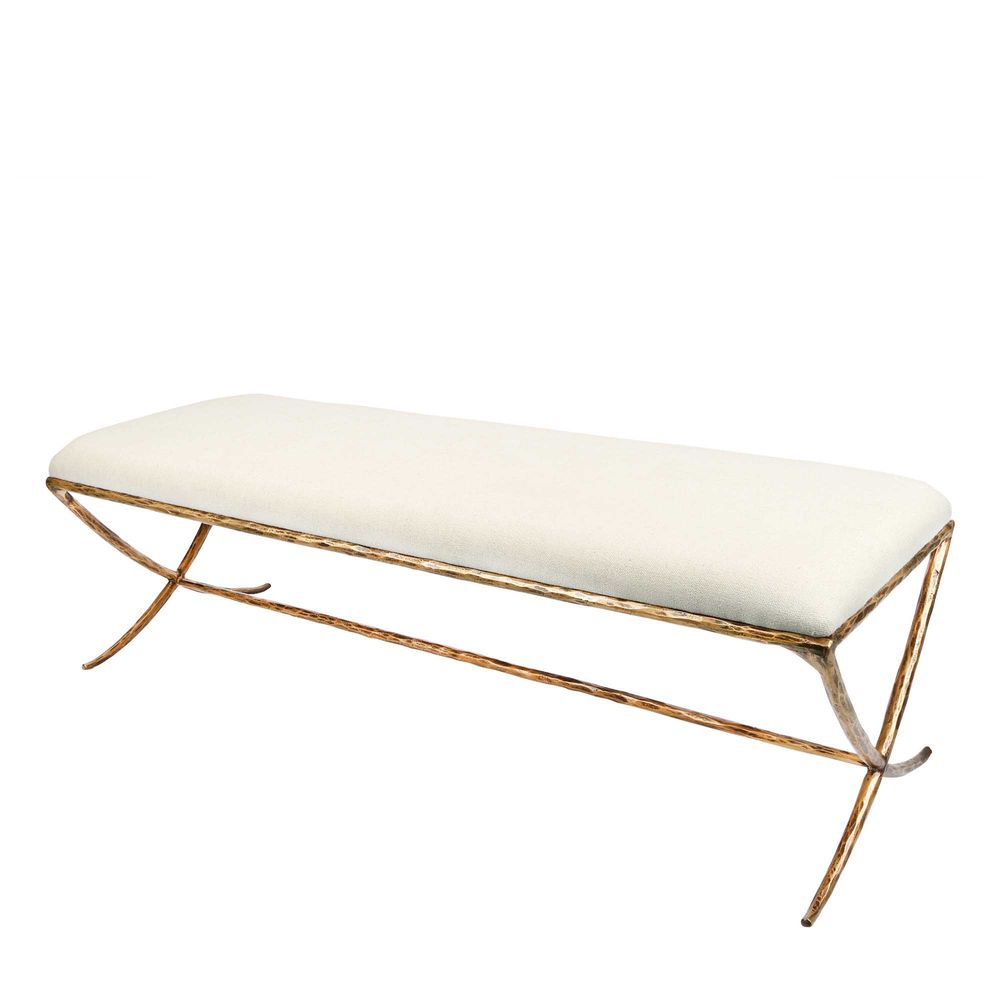 Aries Upholstered Bench Gold in Natural Linen