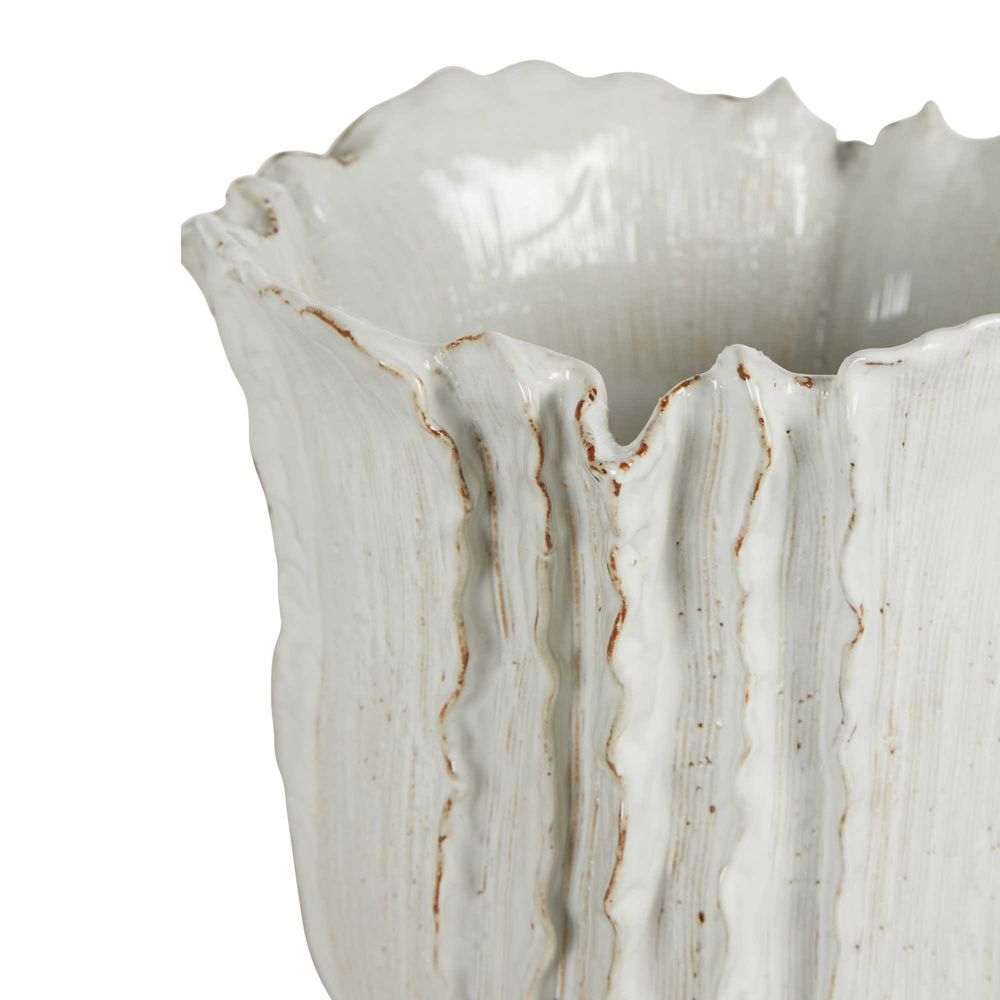 Pleated Ceramic Vase Large White