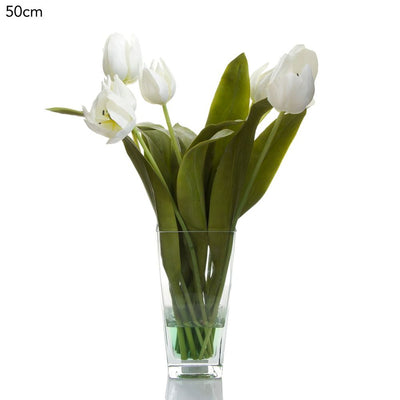 Tulips in Glass Vase 50cm - White - House of Isabella AU