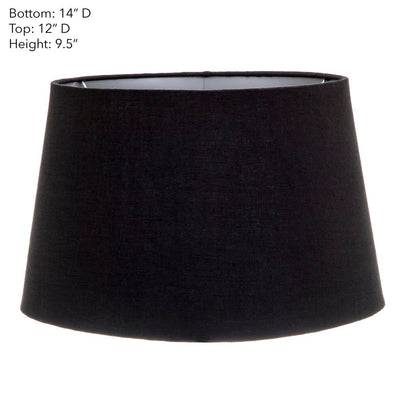 Medium Drum Lamp Shade - Black with Silver Lining - Linen Lamp Shade with E27 Fixture - House of Isabella AU