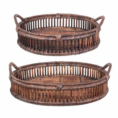 Pack of 2 x Trays Rattan Set of 2 Bahama Brown