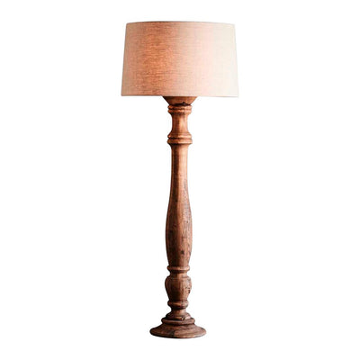 Candela Large - Dark Natural - Turned Wood Candlestick Floor Lamp