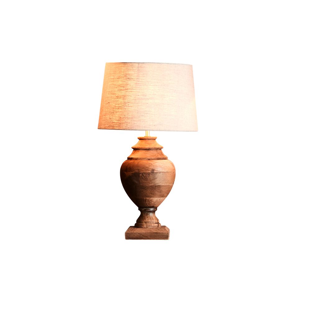 Amphora Small Base Only - Dark Natural - Turned Wood Urn Table Lamp Base Only - House of Isabella AU