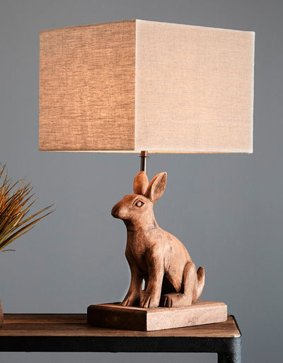 Simon Base Only - Dark Natural - Small Wooden Rabbit Table Lamp Base Only - House of Isabella AU