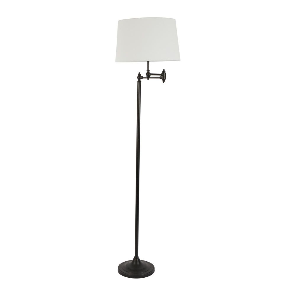 Macleay Floor - Matte Black - Brass Swing Arm Adjustable Floor Lamp Base Only