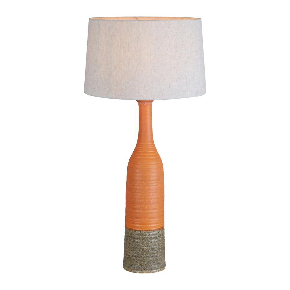 Potters Large - Orange/Brown - Tall Thin Glazed Ceramic Table Lamp