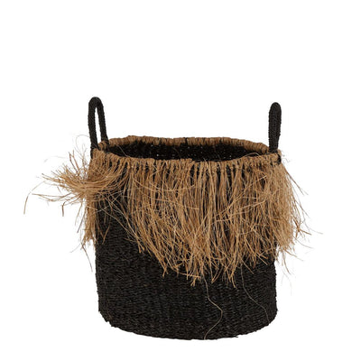Havana Seagrass Jute Basket Set of 2 Black