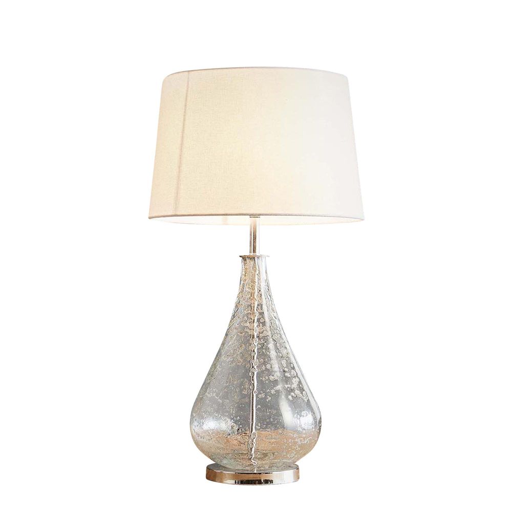Lustre Teardrop Table Base Only - Clear - Stone Effect Glass Teardrop Table Lamp Base Only