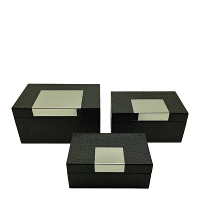 Pack of 2 x Florence Rectangle Box Set of 3 Black