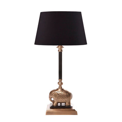 Sabu Elephant Table Lamp Base Antique Brass and Black