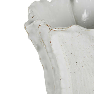 Pleated Ceramic Vase Small White