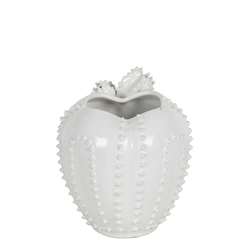 Western Cactus Ceramic Vase White