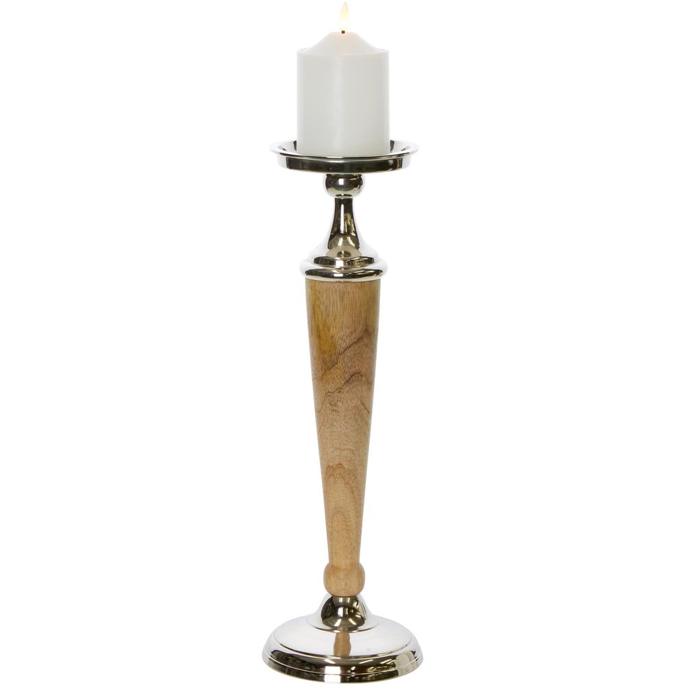 Atlas Aluminium Wooden Candle Holder Large