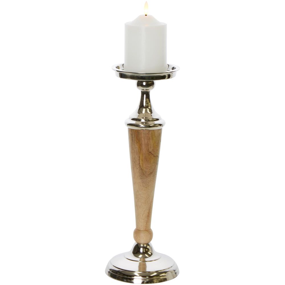 Atlas Aluminium Wooden Candle Holder Small