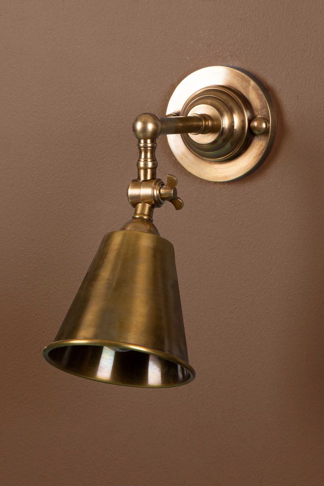 Utopia Wall Light with Metal Shade Antique Brass