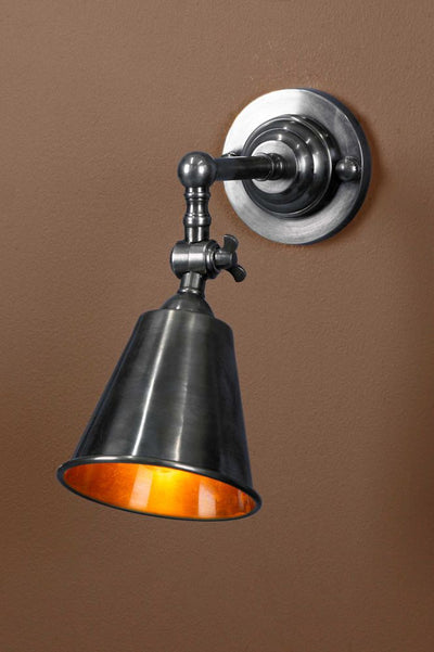Utopia Wall Light with Metal Shade Antique Silver