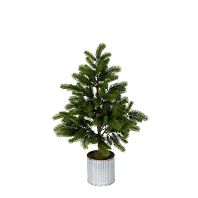 Artificial Marmont Tin Potted Pine Tree Small