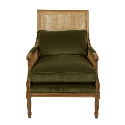 Hicks Caned Armchair Olive Green