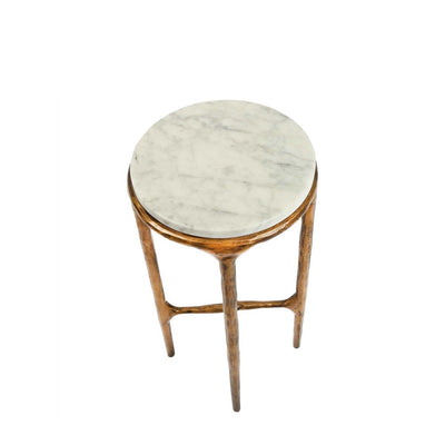 Aries Round Marble Side Table Gold