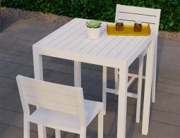 Halki Table - Outdoor - High Bar - Matt White 77 x 77cm
