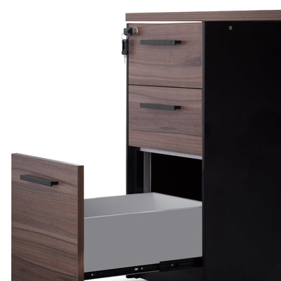 1.6m Single Seater Walnut Office Desk - Black Legs