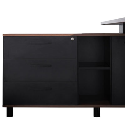 1.8m Executive Desk Left Return with Black Legs - Walnut