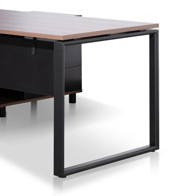 1.8m Executive Desk Right Return with Black Legs - Walnut