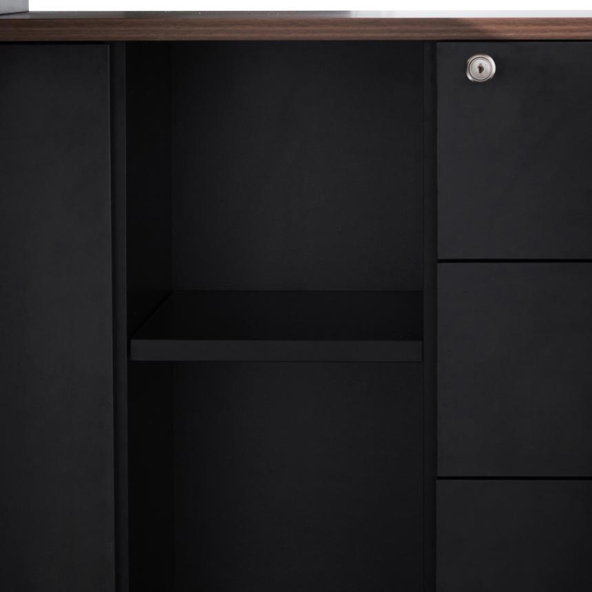 1.8m Executive Desk Right Return with Black Legs - Walnut