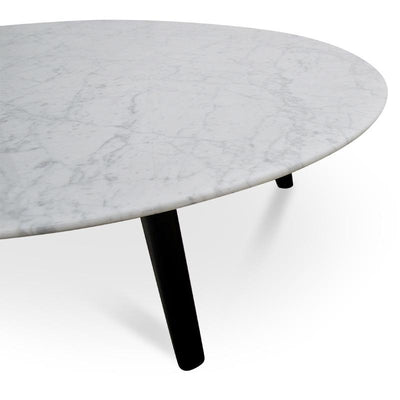 100cm Marble Coffee Table with Black Legs