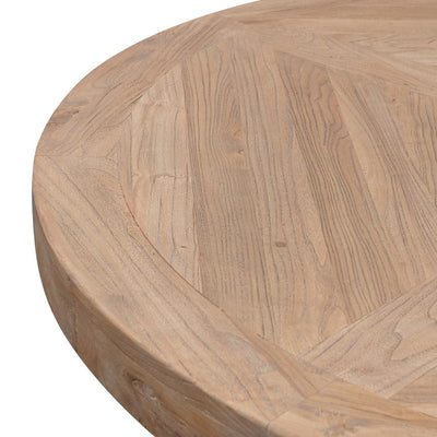 Natural Wooden Round Dining Table - Black Base