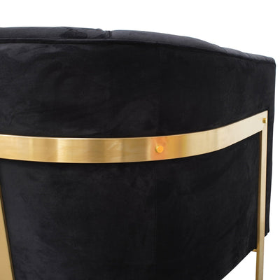 Armchair in Black Velvet - Brushed Gold Base