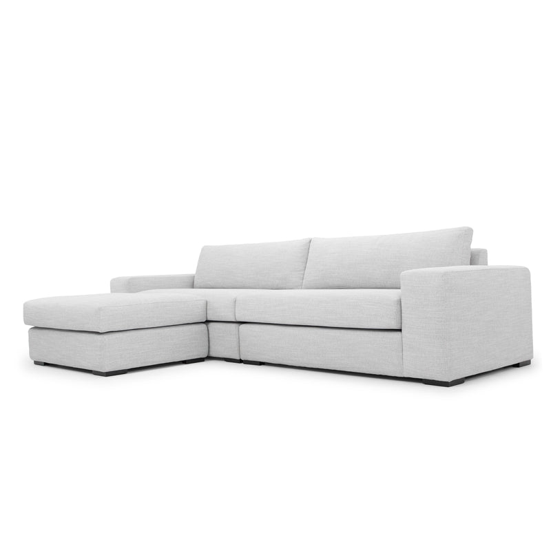 3 Seater Sofa With Chaise - Light Texture Grey