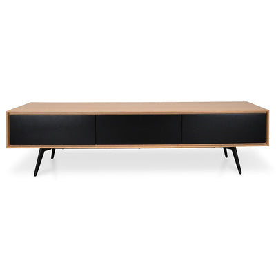 TV Unit With Black Drawers - Natural