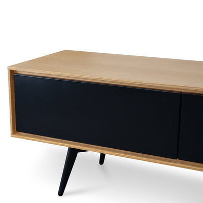 TV Unit With Black Drawers - Natural